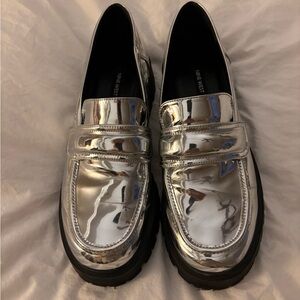Nine West Silver Metallic Loafers